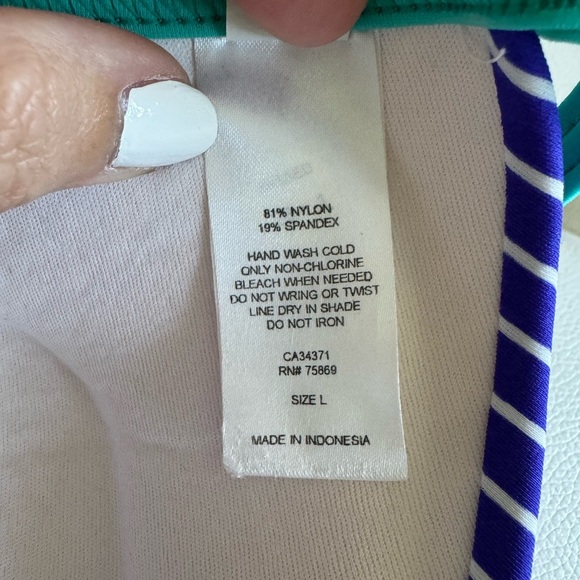 Blue and White Striped Padded Push Up Bikini Top Size Large - Picture 8 of 8